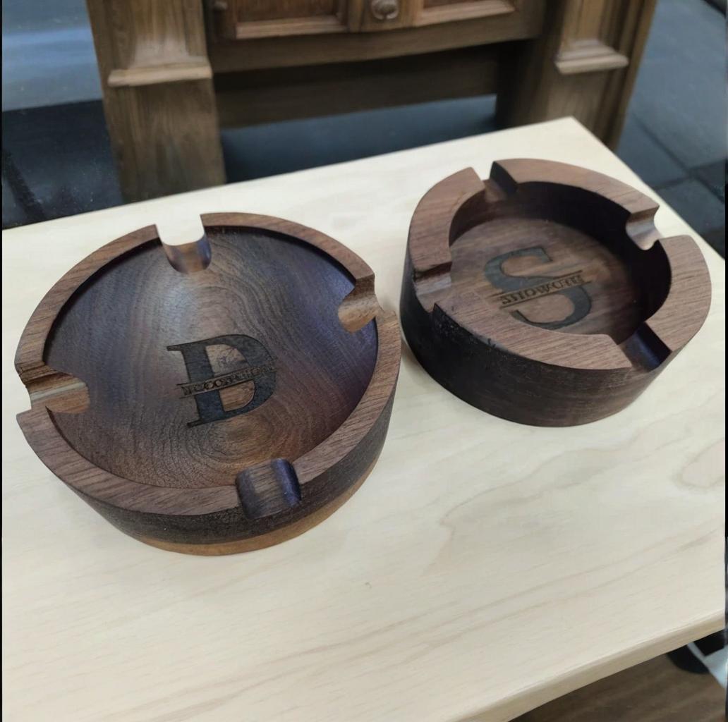 Personalized Name Walnut Cigar Ash Tray