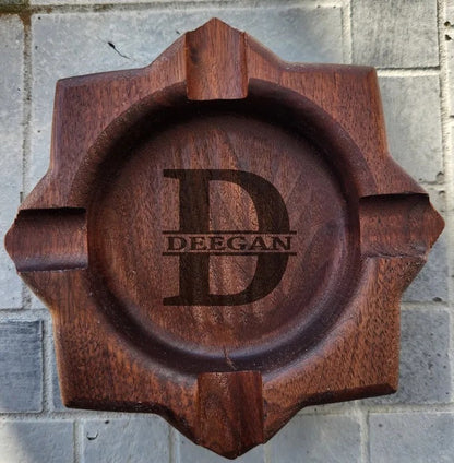 Personalized Name Walnut Cigar Ash Tray
