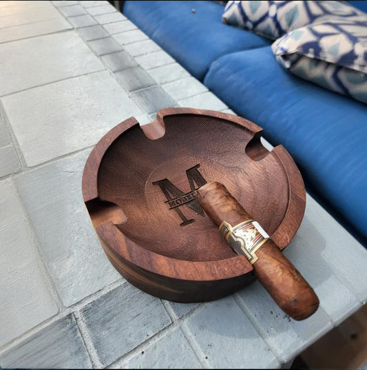 Personalized Name Walnut Cigar Ash Tray