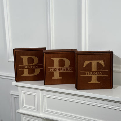 Personalized Name Walnut Cigar Ash Tray Set(Without Cigar)