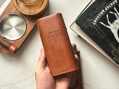 Personalized Leather Cigar Case, Cigar Case With Cutter, Gift for Cigar Lover, Father's Day Gifts